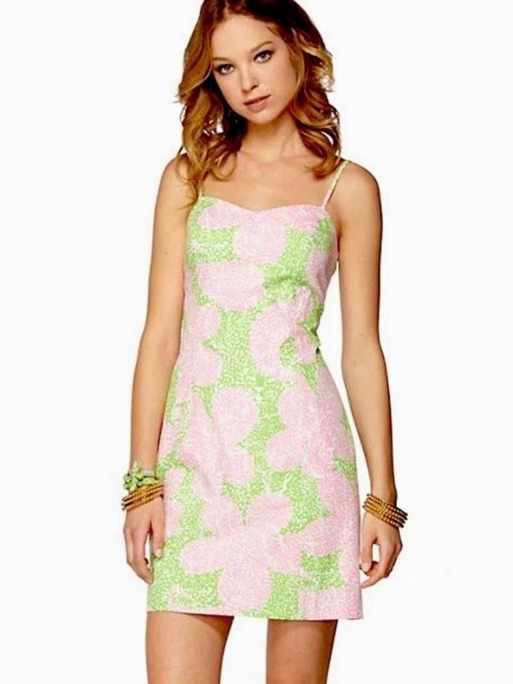 Lilly Pulitzer Pink & Lime Floral Spaghetti-Strap Mini Dress